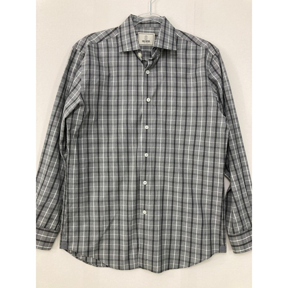 Todd Snyder Plaid Dress Shirt size 15.5 32/33 Medium Gray Button Up Preppy